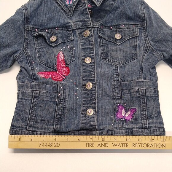 Arizona Jean Co. Girls Medium Denim Jacket Butterfly Embroidery Light Wash EUC - Picture 10 of 10